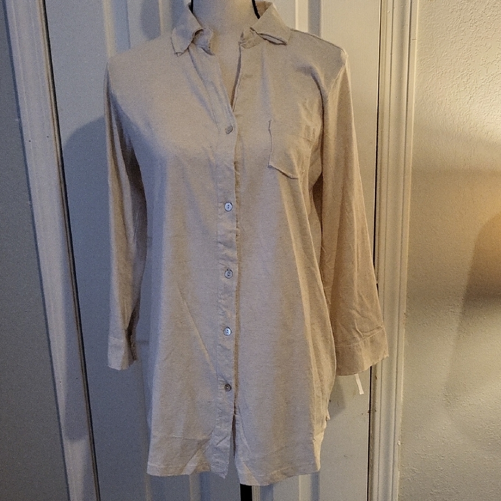 Caite Ivory Colored Button-down Blouse With Butte… - image 1